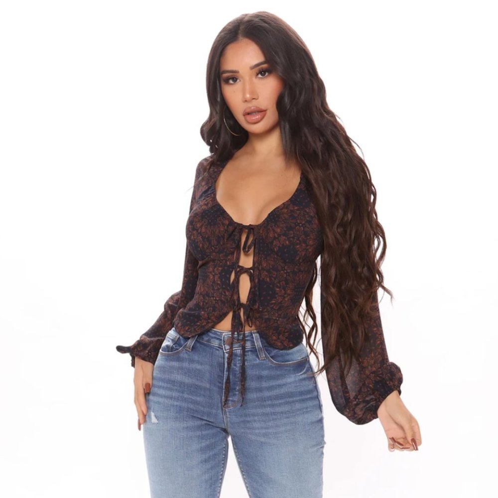 Chia Boy Chiffon Top - Navy/combo